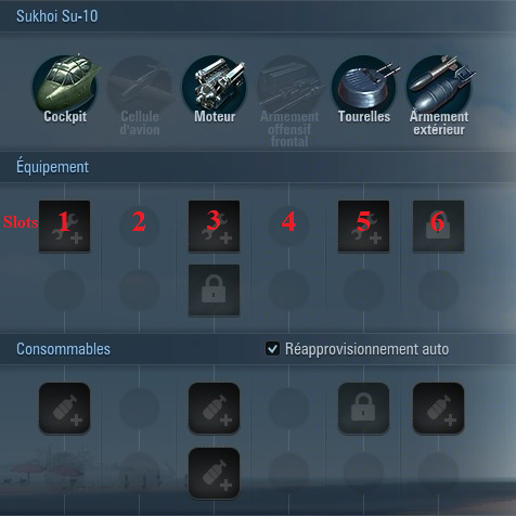 Slots Équipement et Consommables
